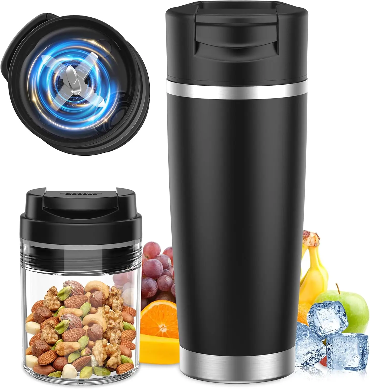 

Portable 24oz Insulated Blender, Cordless USB-C Rechargeable Smoothie Maker, Stainless Steel Bottle, BPA-Free, Travel-Friendly (