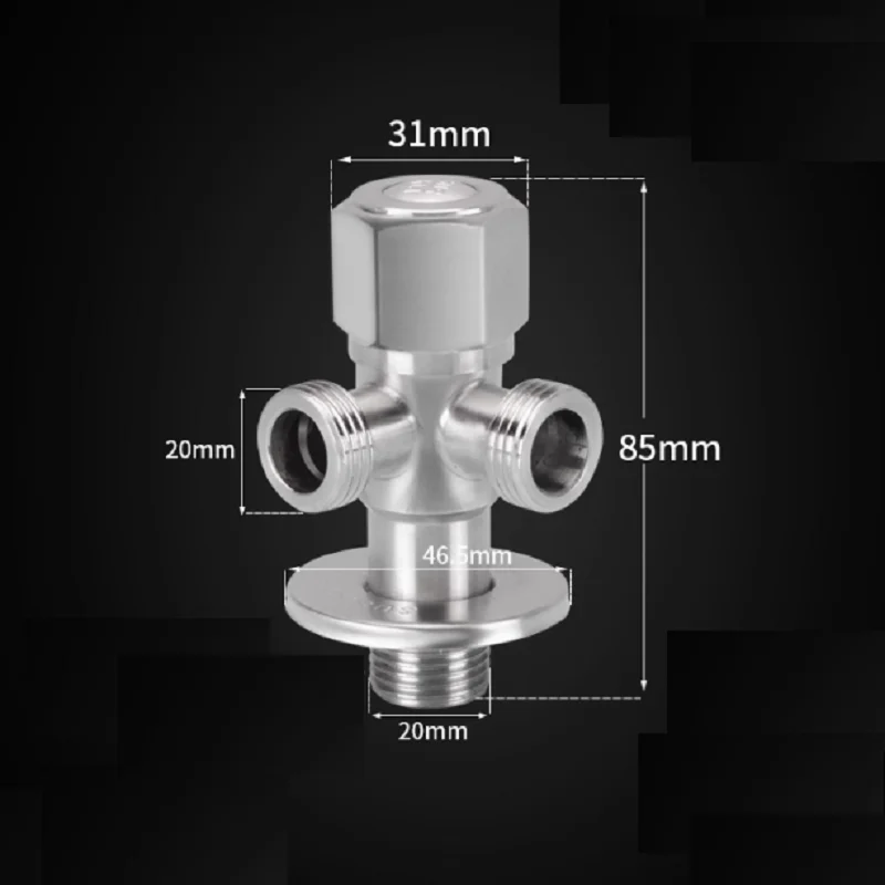 Cheap Price Industrial Stainless Steel SUS304 90 degree kitchen Three-way Toilet Bathroom kitchen Stop Angle Valve 1/2