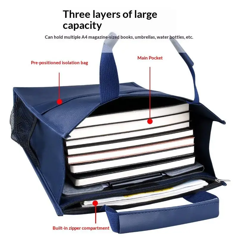 Oxford Cloth Waterproof Briefcase Zippered Document Bag 14x11x4 Inch With Handle