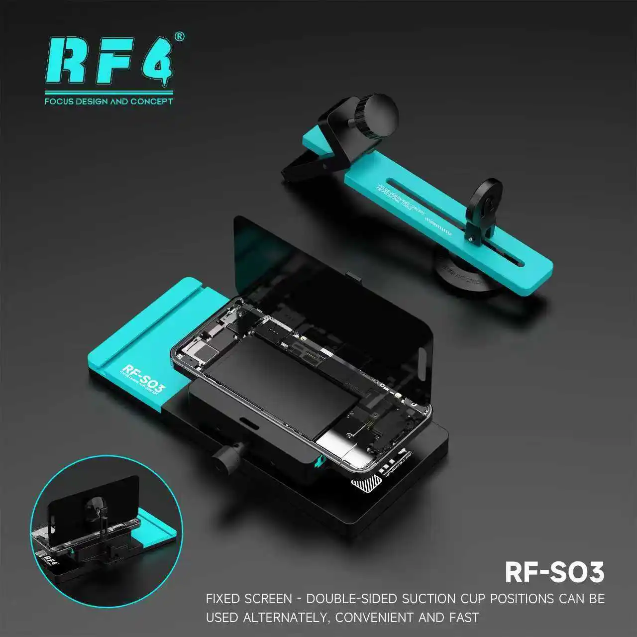 

RF4 RF-S03 screen removal fixture with strong suction suitable for screen removal and camera protection mobile phone repair tool