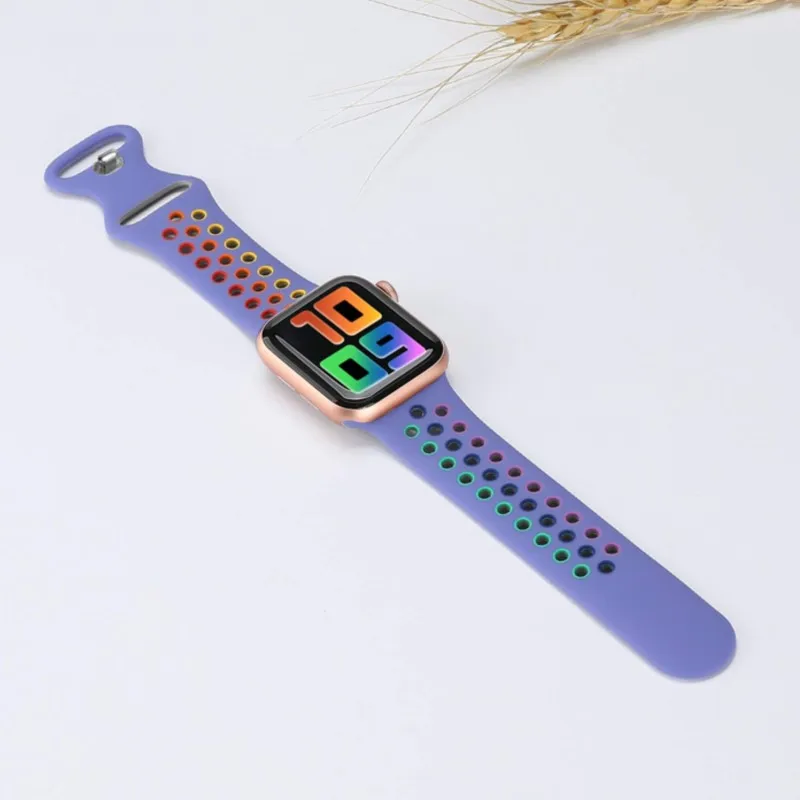 Sports Strap for Apple Watch Band 45mm 44mm 41mm 40mm 42/38MM Air hole Silicone Bracelet iwatch series 8 7 6 SE 5 4 3 Ultra 49mm