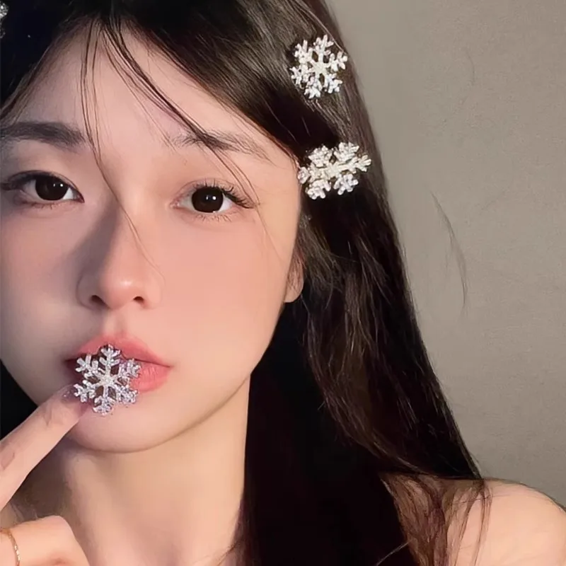 1/20pcs Fiocco di neve Perla Clip di capelli Lucido Natale Forcine Bobby Pin per le donne Moda Carino Perla Barrettes Copricapi Accessorio