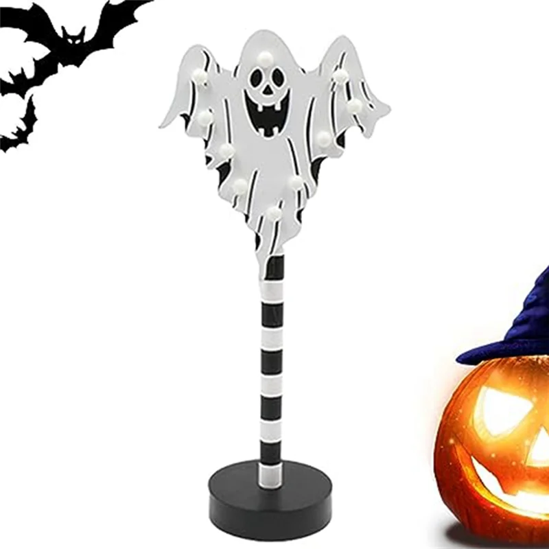 

Halloween Ghost Festival Modeling Lights Pumpkin Ghost Skull Decorative Lights Wooden Halloween Lights