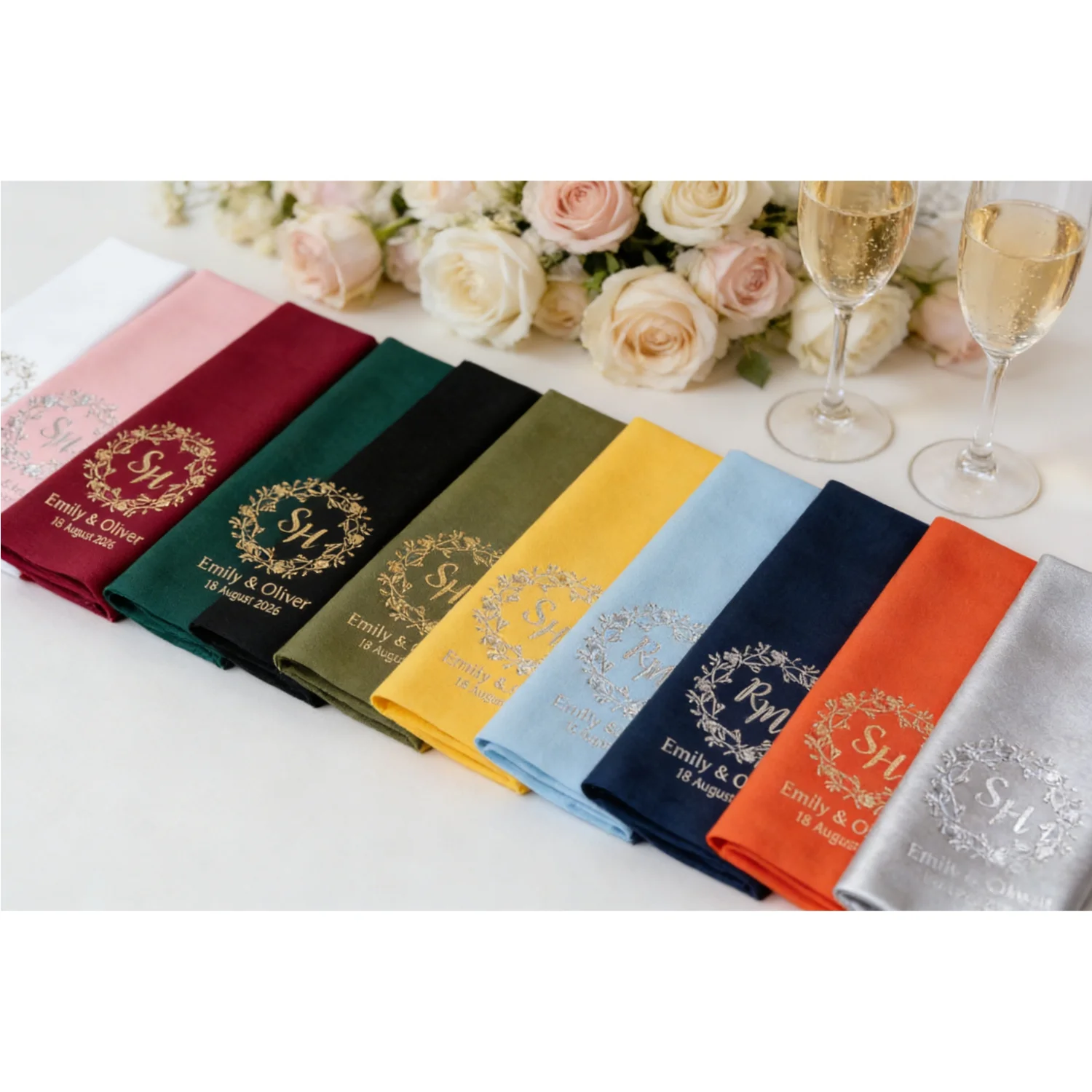 

90 шт. одноразовых салфеток под лен с золотой фольгой, персонализированные на заказ для свадебного ужина