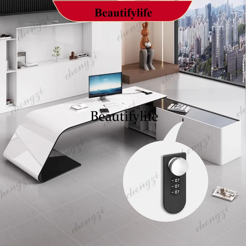 N178 Asthetic Executive Luxury Desk Manager L Shaped Modern Designer Computer Table Organizer Workstation Escritorio