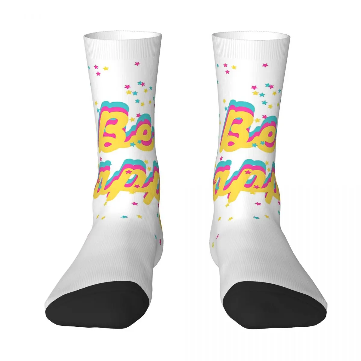 Winter Warm Cool Unisex Be Happy Pastel Confetti Stars Layered Socks Cute Funny Sweat Absorbing Crew Socks