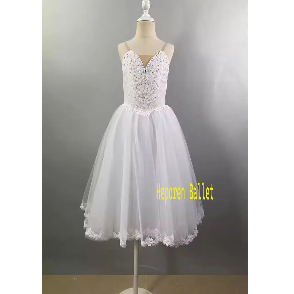 

Elegant One Piece White Snow Ballet Dress With Lace Diamond Top For Stage,Snow Long Romantic Balet Dresses Retail Wholesale
