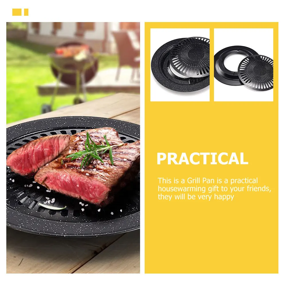 

Grill Pan Nonstick Iron Bbq Pan Double Layer For Outdoor Camping Cooking Steak Fish Vegetables Pizza Grilling Kitchen Tool