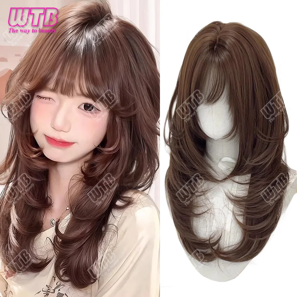 

Иерархический синтетический парик, женский иерархический парик с головой медузы, волосы на ключице, длинные вьющиеся волосы, повседневный парик Лолиты для женщин