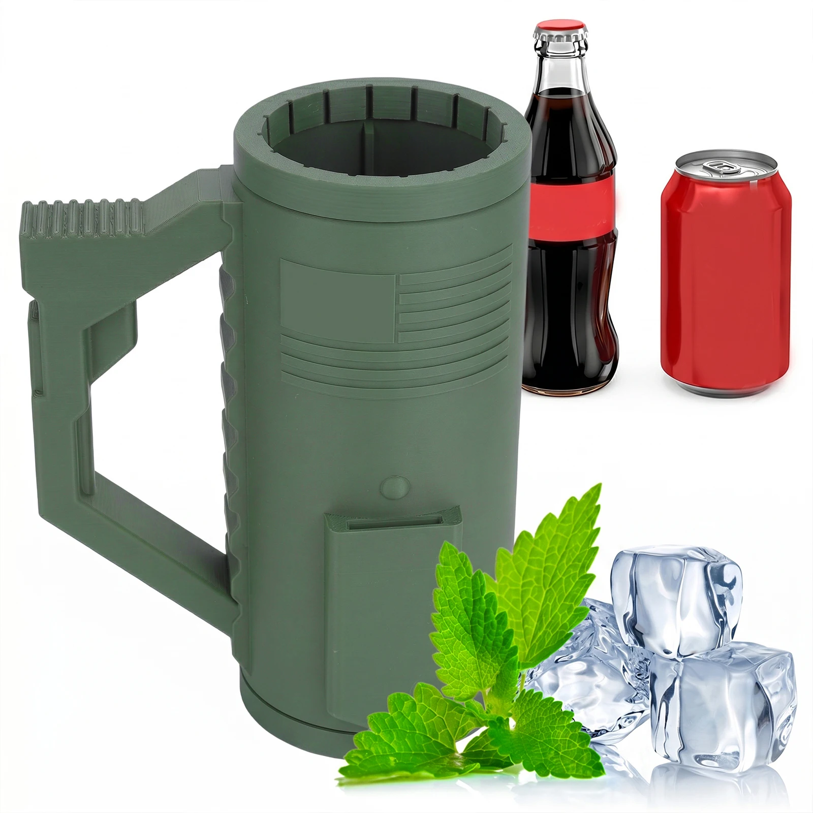 Porta Latas Táctico Estilo Asalto para Refrescos y Cerveza, Soporte Doble para Latas para Eventos Deportivos, Fiestas y Uso al Aire Libre (Verde, para latas de 12 oz)