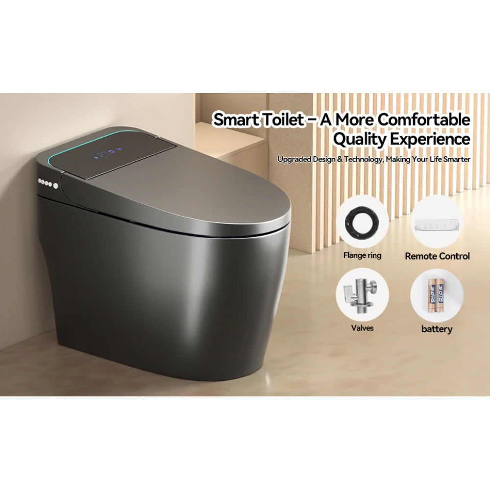 Unique Smart Toile, One Piece Toilet with Bidet Built In,Intelligent Toilet Auto Open/Close Seat. Bidet toilet with Dryer and Warm Water.Gray