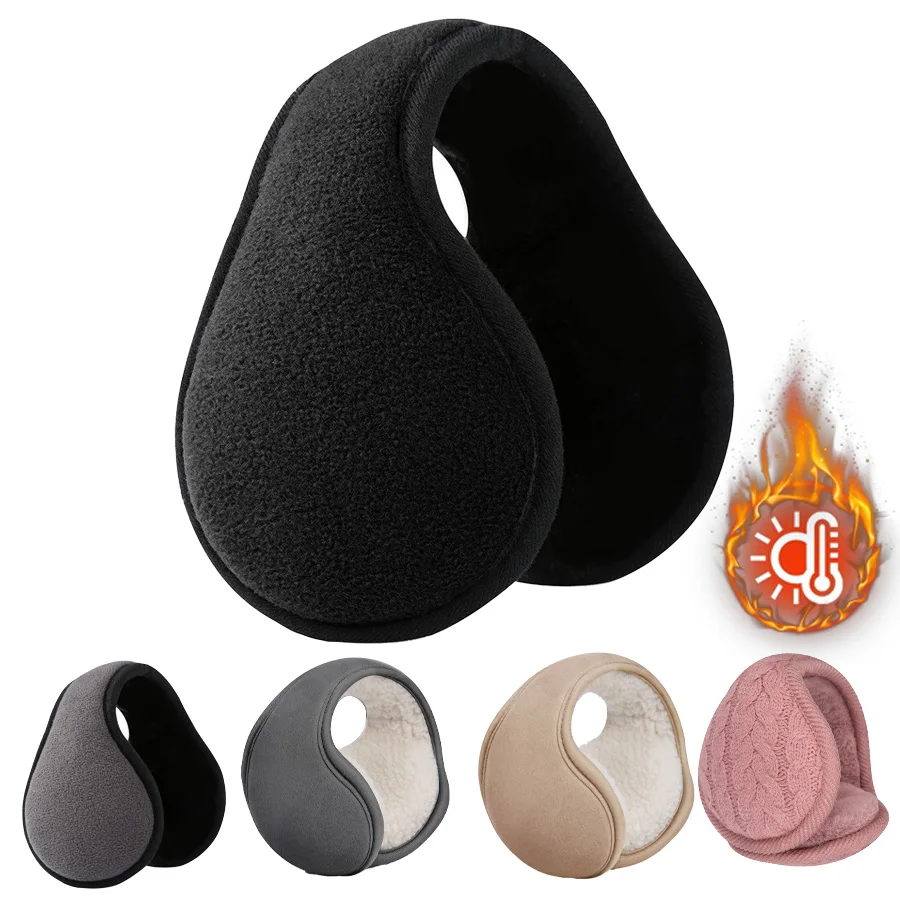 Anti-Cold Winter Earmuffs Solid Color Thickened Fleece Ear Warmers Outdoor Running Cycling Back of the Head Earmuffs