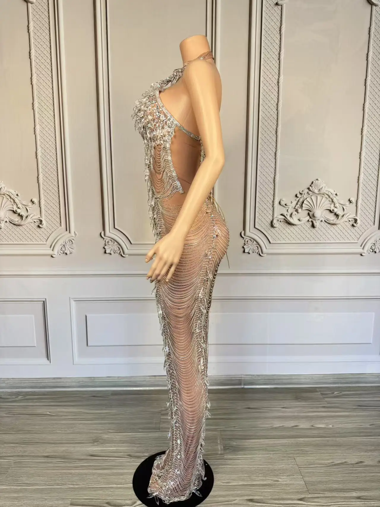 Ailisi Luxury Beaded Evening Dresses Luxury Tassels Crystal Mermaid Prom Dress Women Wedding Party Gowns Vestido De Festa