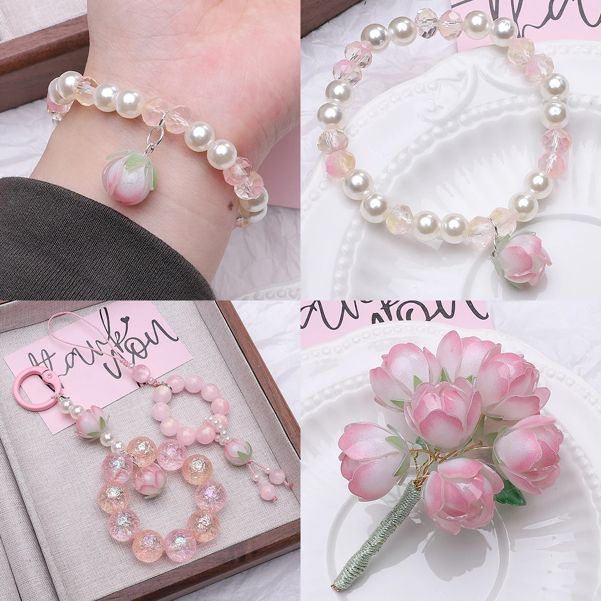 3D Peach Blossom Beads Charms For Jewelry Making Multi Size Flower Acrylic Beads Diy Handmade Bracelet Pendant Decor Accessories