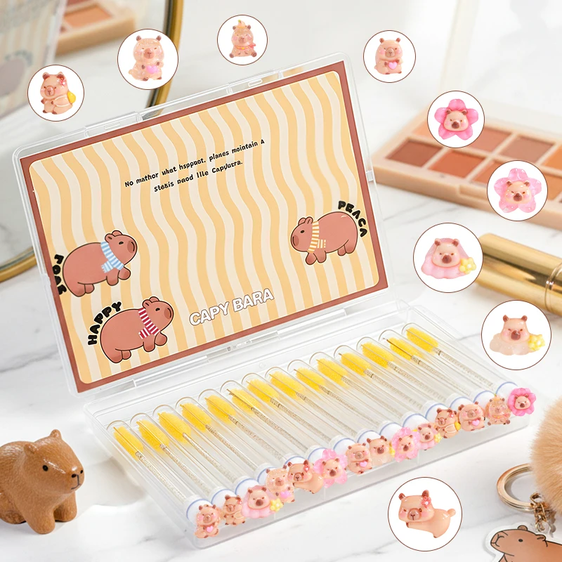 카피바라 속눈썹 브러쉬 및 눈썹 빗 (속눈썹 연장용), 개별 튜브 포장