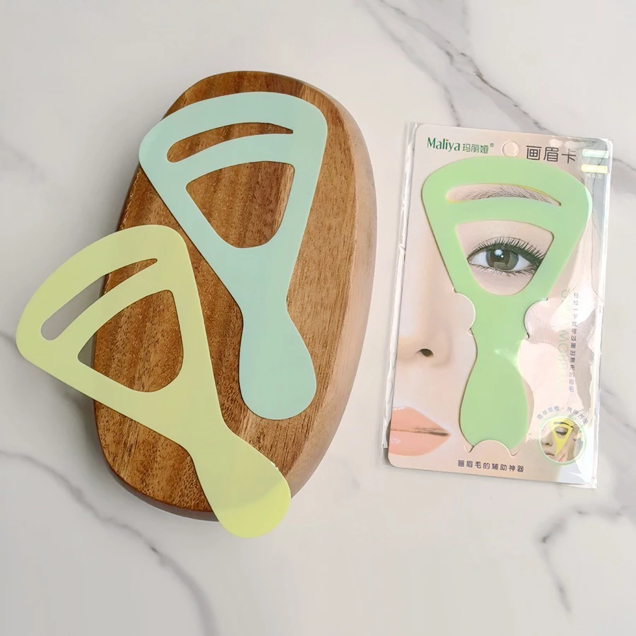 One-Stroke Korean Eyebrow Pencil - Instant Brow Kit in Green and Yellow (2PCS Set)