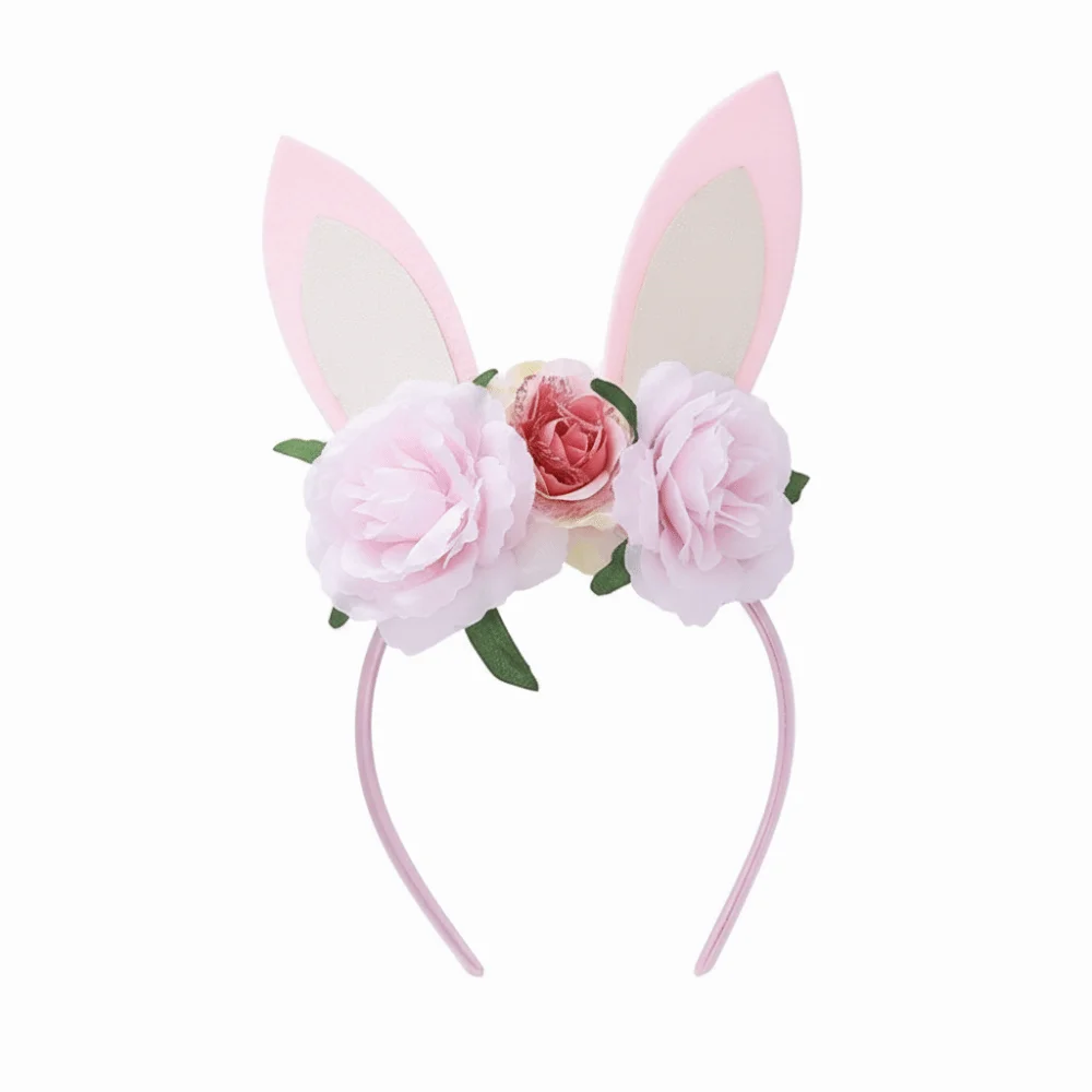 

Floral Decoration Rabbit Ears Headbands Colorful Shiny Bunny Ears Hair Hoop Headwear Non-slip Happy Easter Headdress