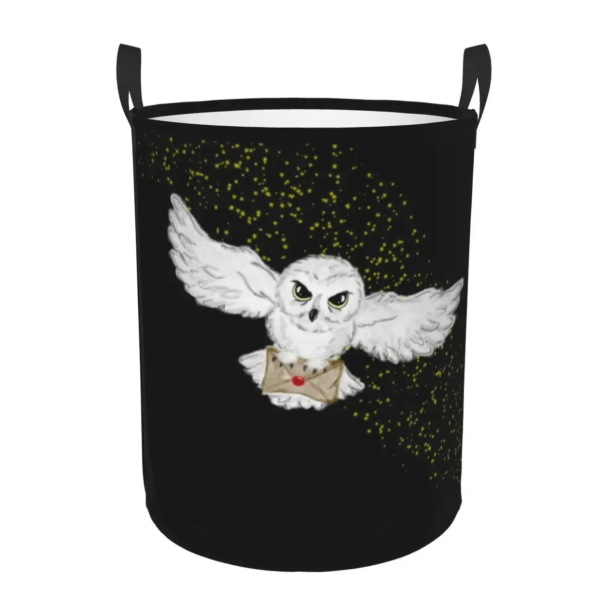 Custom Owl Flight Tote Bag Laundry Hamper Large Clothes Storage Basket Witch Magic Toy Bin Organizer for Nursery