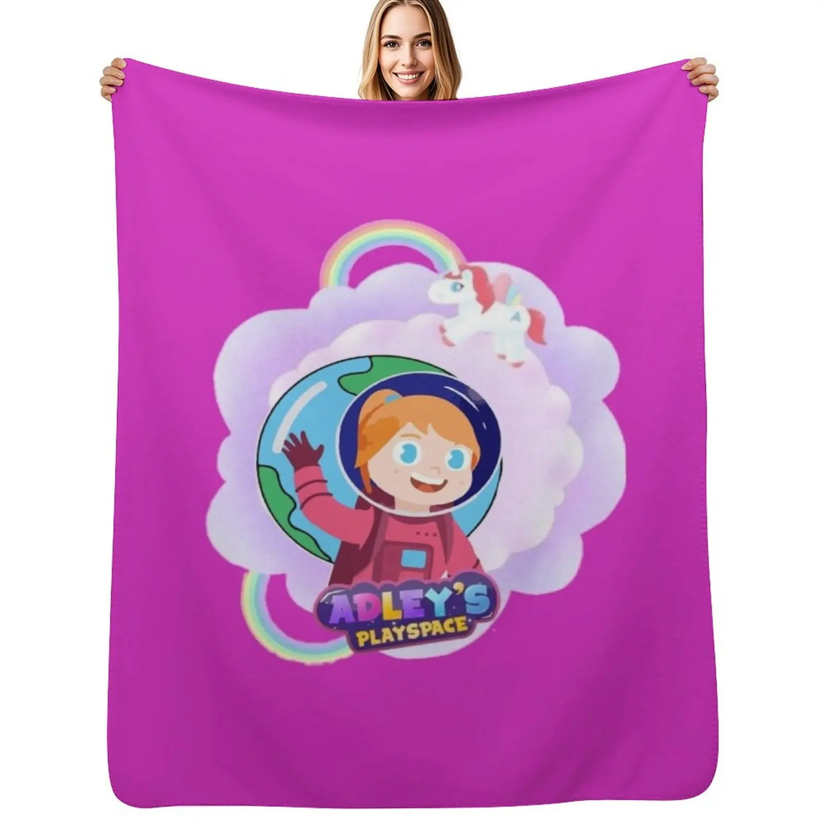 

Adley's Playspace: A For Adley Unicorn and Rainbow Throw Blanket Warm Napping Blanket for Office Couch Bed