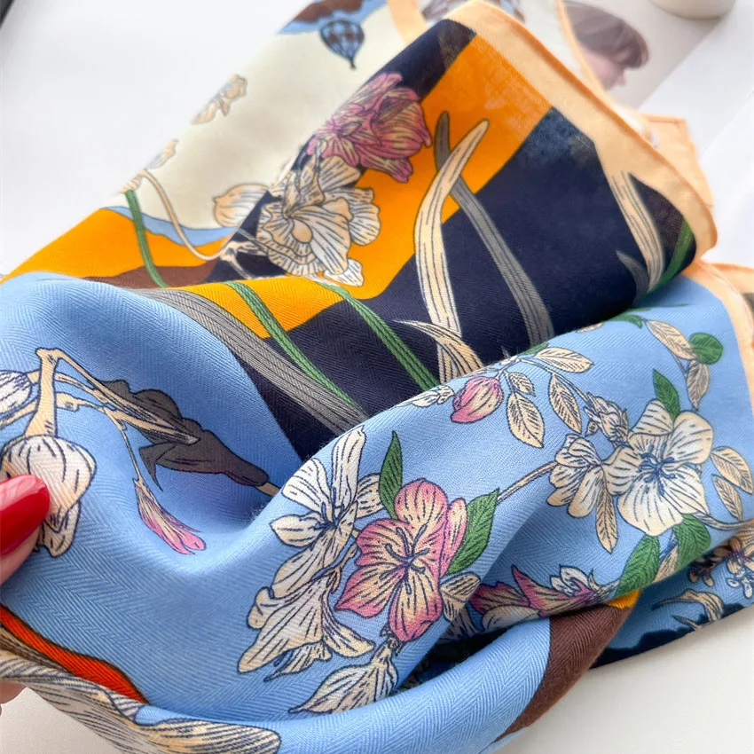 New Women Luxury 65×65cm Thin Print Headband Scarf Fashion Hair Band Bag Wrist Foulard Bandana Neckerhicef Wraps Hijab Hairband