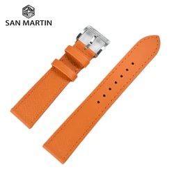 San Martin Watch Strap 20mm Leather Quick Release Wristwatch Belt Watch Band Sweat For Man Comfortable Classic Epsom SN0101
