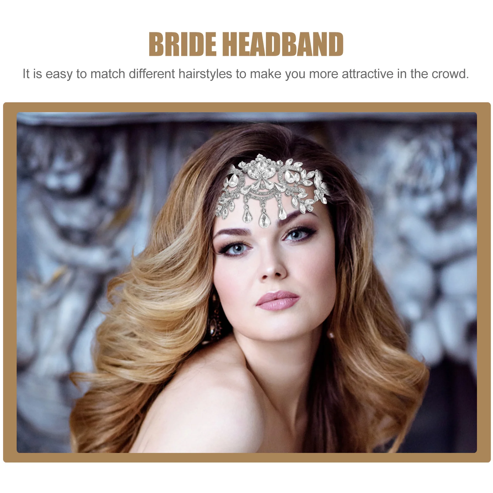 

Rhinestone Bride Tiara Headband Wedding Headpiece Shiny Delicate Headdress for Bride Party Dance Evening Bridal Hair Crown