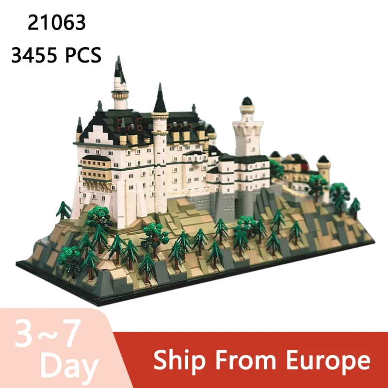 3455 pièces de blocs de construction d'architecture de château européen, cadeau d'anniversaire pour enfant, jouet d'assemblage, décoration de la maison, compatible 21063