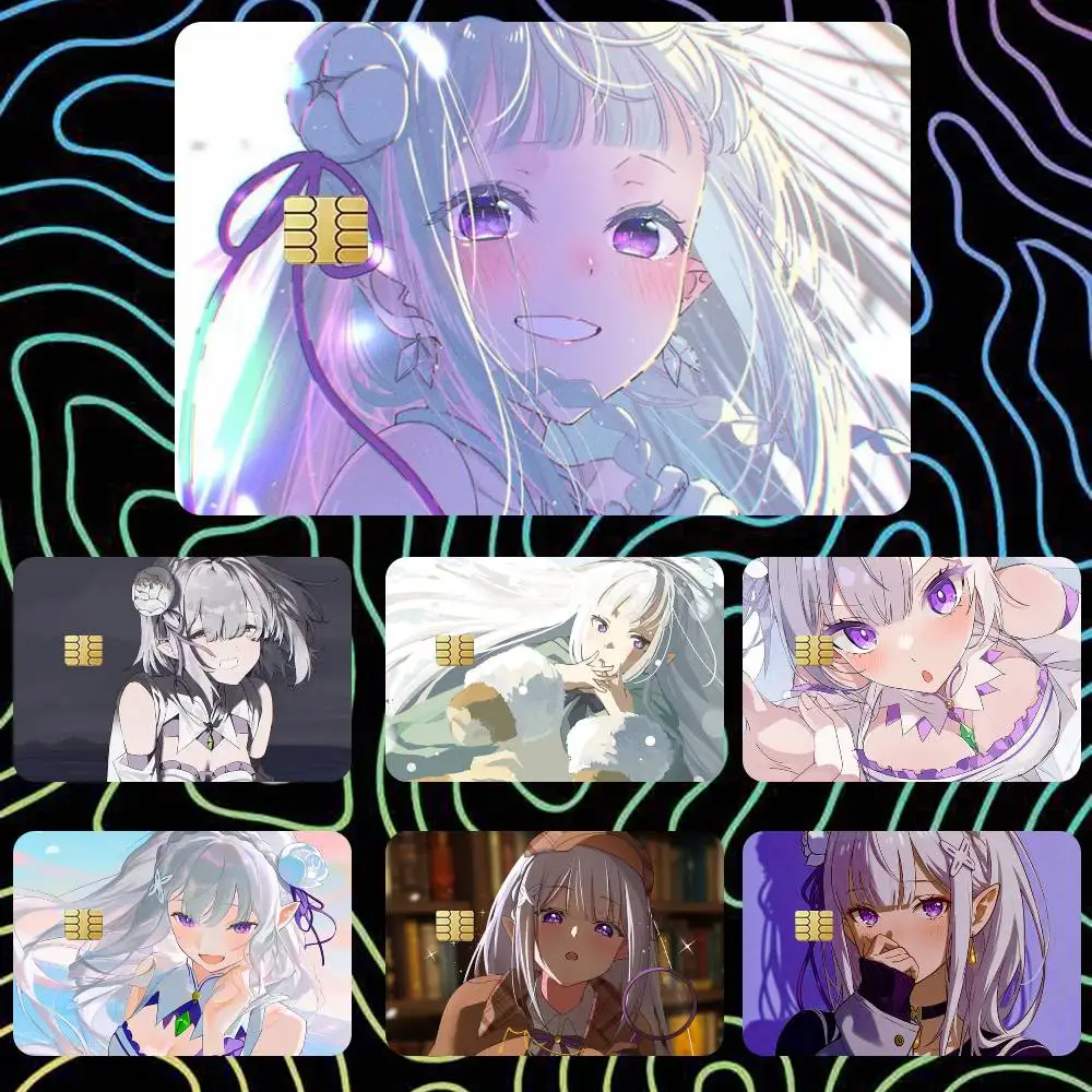 

Cute Emilia Re Zero Anime Girl Sticker Film Tape Skin for Credit Card Debit Card Cartoon Waterproof Stickers
