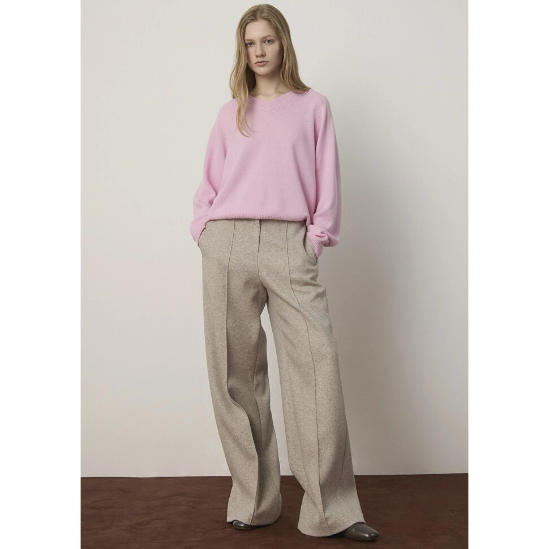 

Широкие шерстяные брюки с высокой талией для повседневной носки, универсальные, для отдыха, цвет лимонный, средней высоты посадки, длинные шерстяные брюки с широкими штанинами