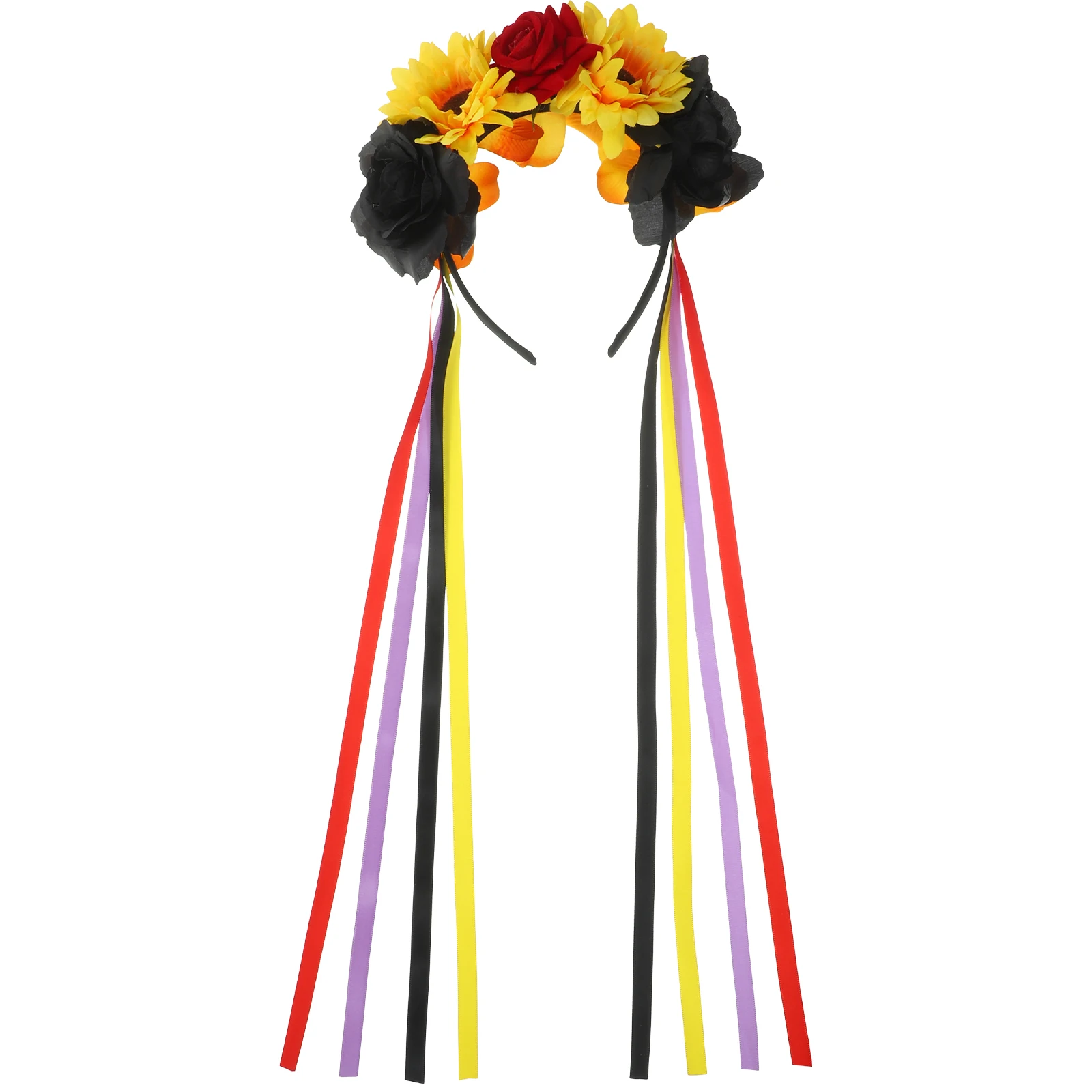 

Artificial Flower Headband Rose Floral for Women Hair Bands Crown Halloween with Ribbon Headbands Fabric Woman