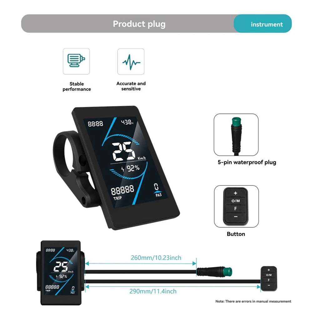 

Well Ebike Display T5S 24-72V Color Screen LCD Instrument Intelligent Electric Bicycle Meter Waterproof Joint