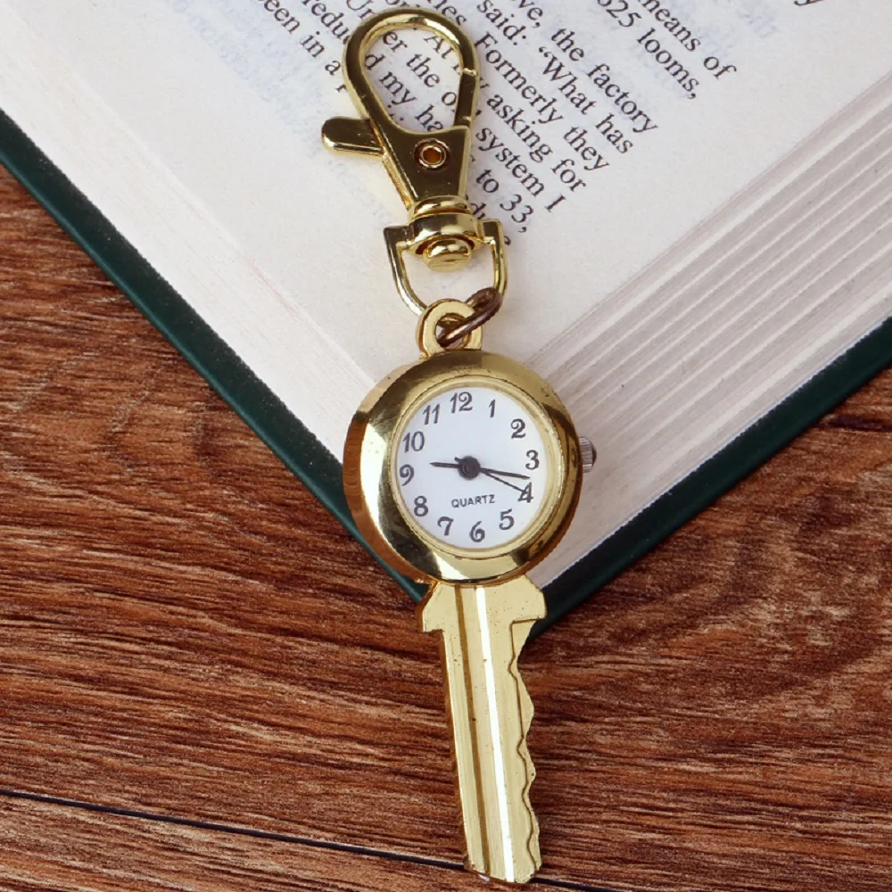 Fashion Gold Key Pocket Watch Exquisite Lovely Children's Pocket Pendant Quartz Pocket Watch Accessory for Men's Women's Clo