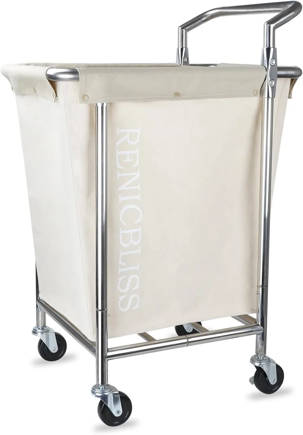 

Laundry Cart with Wheels, Rolling Laundry Hamper with Wheels and Handle Large Dirty Clothes Hamper for Laundry Heavy Duty Beige