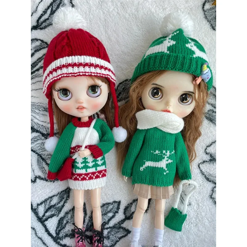

1/6 Doll Clothes Blyth Christmas Sweater ICY Snow Hat (Fit BJD,Pullip,Qbaby, Ob24)