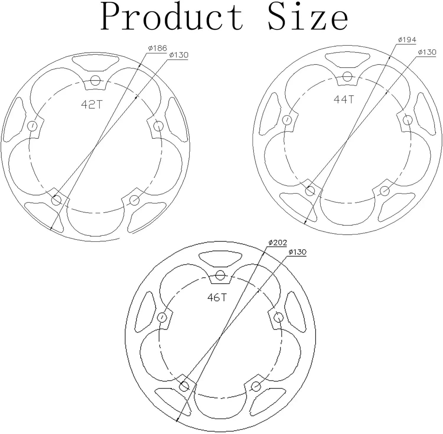 Prowheel Universal 130 BCD Aluminum Alloy CNC Chainring Guard Protector Cover for 42T/44T/46T/48T/52T/53T/54T Chainring Sprocket