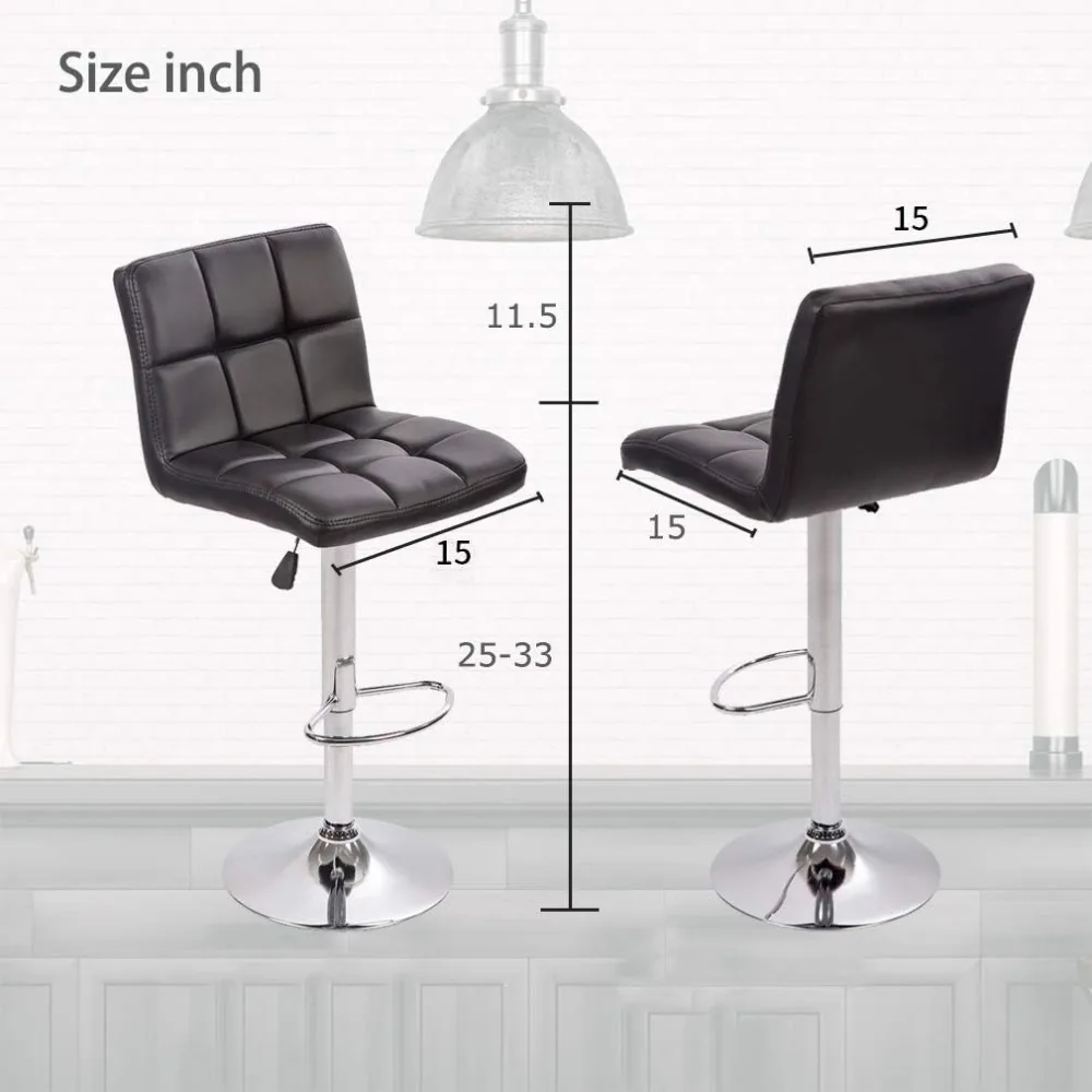 Altura ajustável Swivel Bar Stool com costas, PU Leather Kitchen Counter, Barstools Set