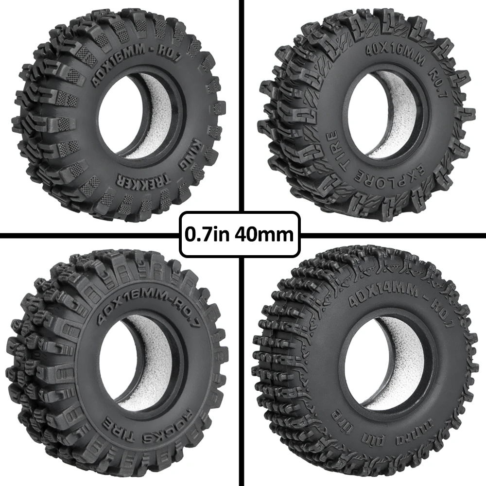 40mm 0.7in Tires 1/30 Rc Crawler Soft Rubber All Terrain Tyres For 1/30 Rock Mud Car Axial Scx30 Ascent-32 Tires Upgrade Parts