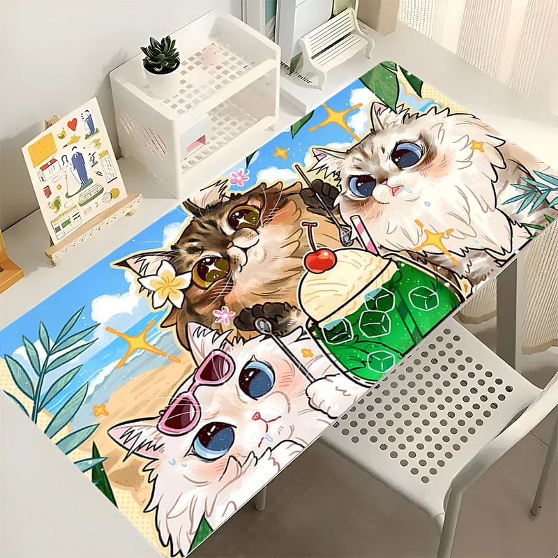 Anime HD Print Mouse Pad Gaming Mousepad Rubber Computer Anime Cute Cat Desk Mouse Mat Gamer Accessories Non-slip Keyboard Pad