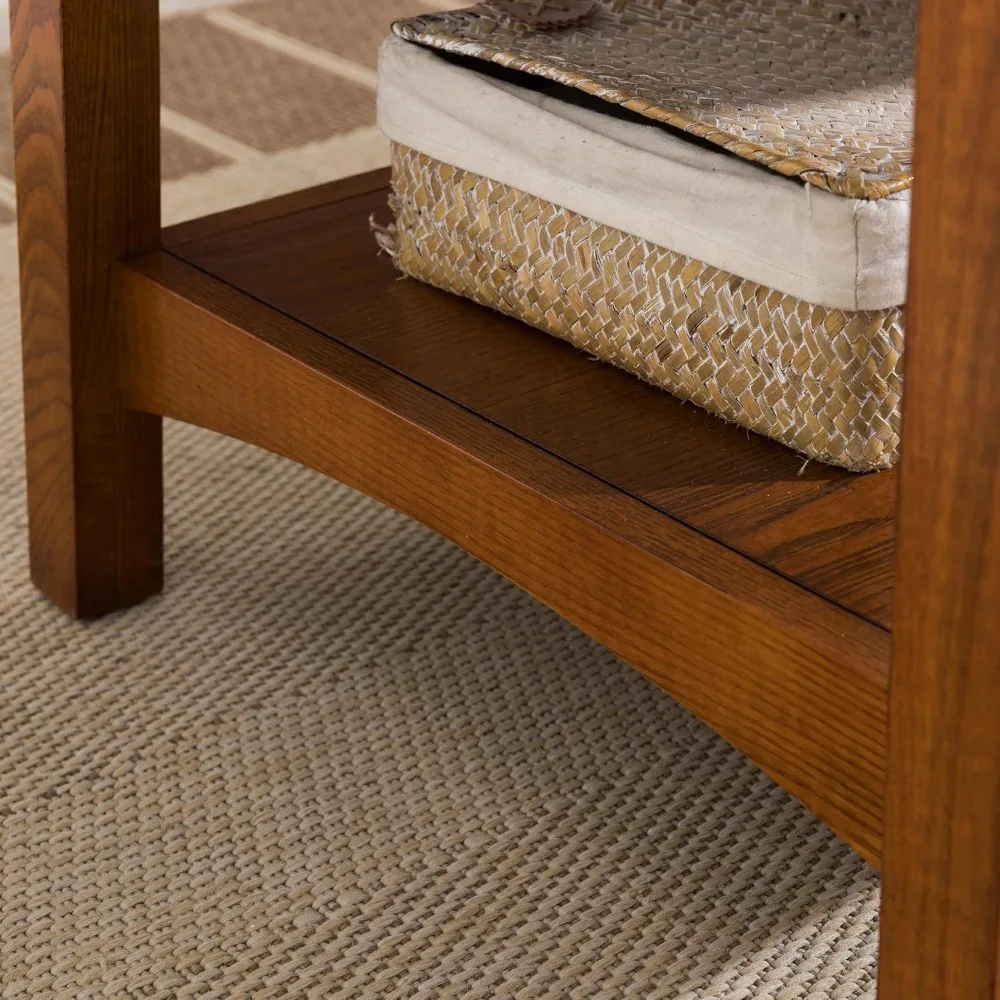 10055-RS طاولة قهوة مهمة لغرفة المعيشة، درجين ورفين، مصنوعة من الخشب الصلب، لمسة نهائية روسيت