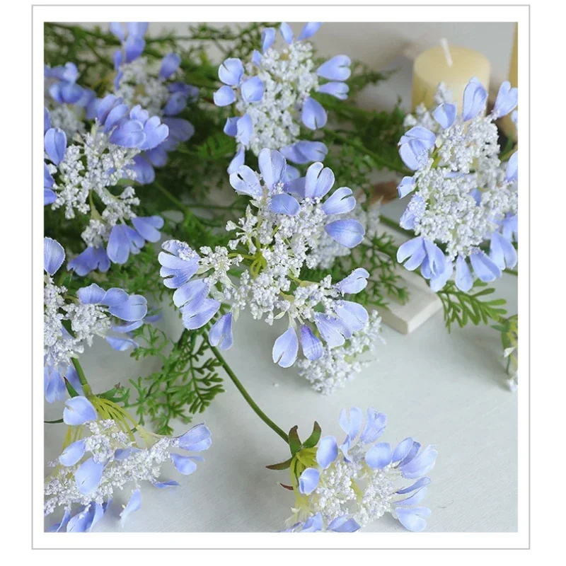 96cm Artificial Snowflakes Branch Silk Fake Flowers Office Decorative Simulation Flower Blue Pink Snowflake Hotel Decoration