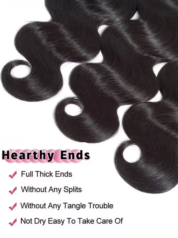 28 30 32 Inch Body Wave Bundles Human Hair Human Hair Bundle Unprocessed Brazilian Virgin Hair 3 Bundles Human Hair Extensions For Women Natural Color image 8
