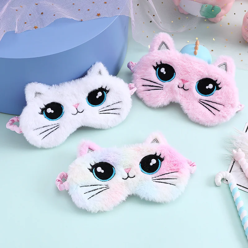 Cute Plush Sleep Mask Big Eyes Plush Eye Mask Kids Cat Cute Eye Mask Travel Rest Sleep Aid Eye Mask