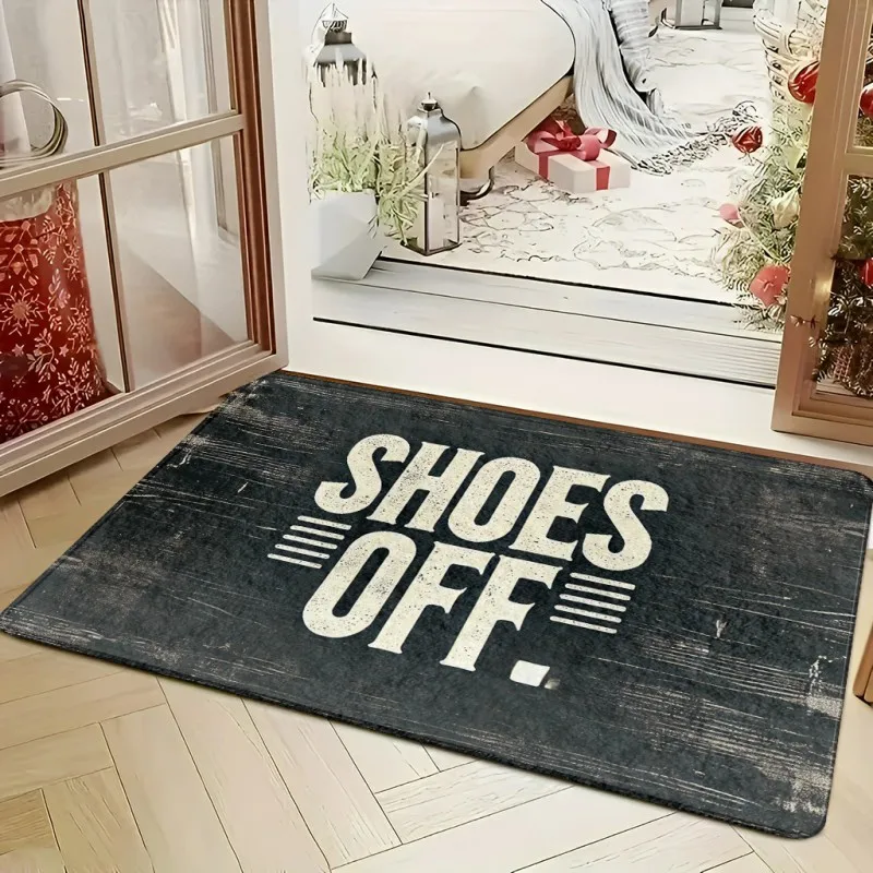 Stone Texture Script Style Grey Stacked Stone mat Home Sweet Home Cursive Letter Print Non Slip Entryway Door Doormat