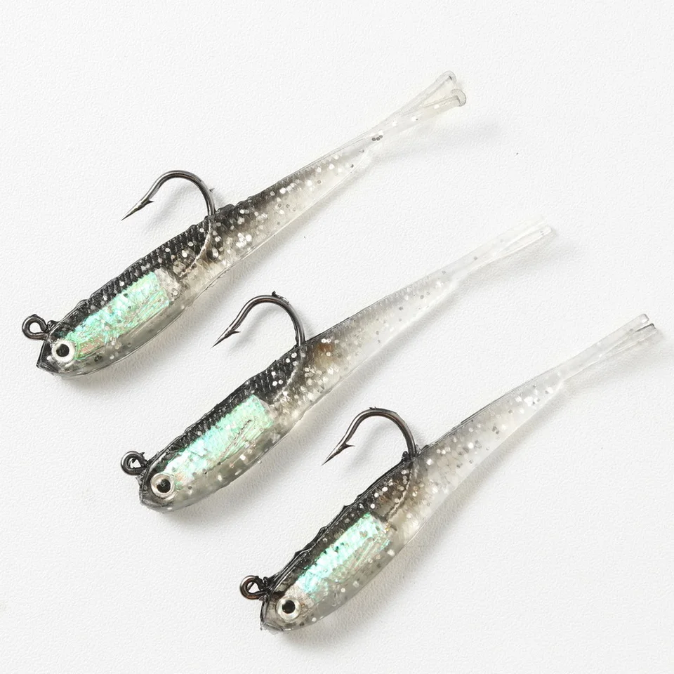 3 stücke Weicher Köder Shad Schwanz 70mm Mit Haken Fisch Künstliche Silikon Fisch Gabel Schwanz Wels Köder Angelgerät multi-Farbe – Detail 2