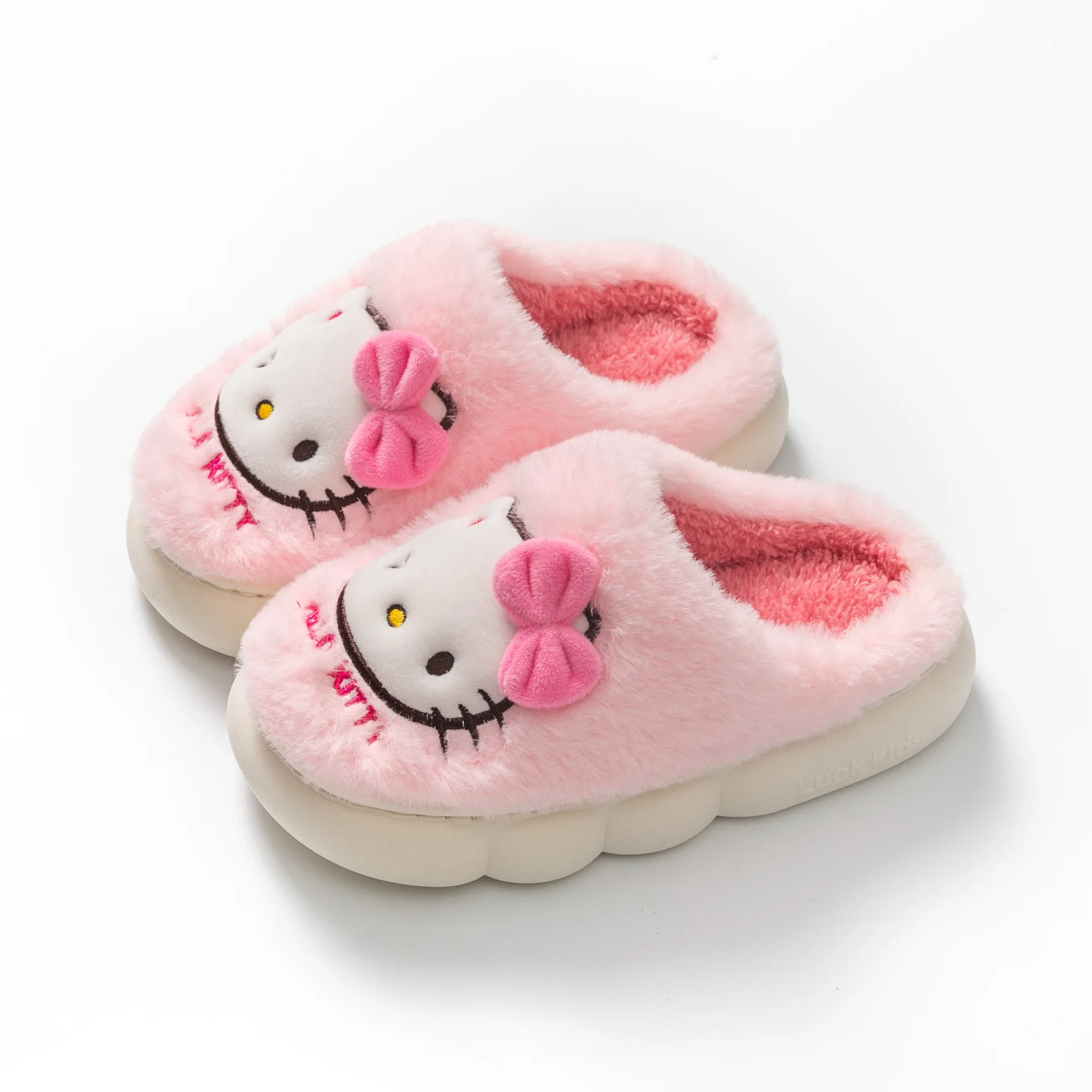 Kawaii Sanrio Hello Kitty Slippers Non-Slip Warm Cute Cartoon Anime Home Autumn and Winter Girls Plush Slipper Plush Gifts