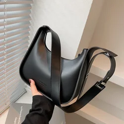 Yogodlns Vintage Half-moon Shoulder Bag For Women Soft Leather Underarm Bag New Crossbody Handbag Luxury Brands Armpit Bag