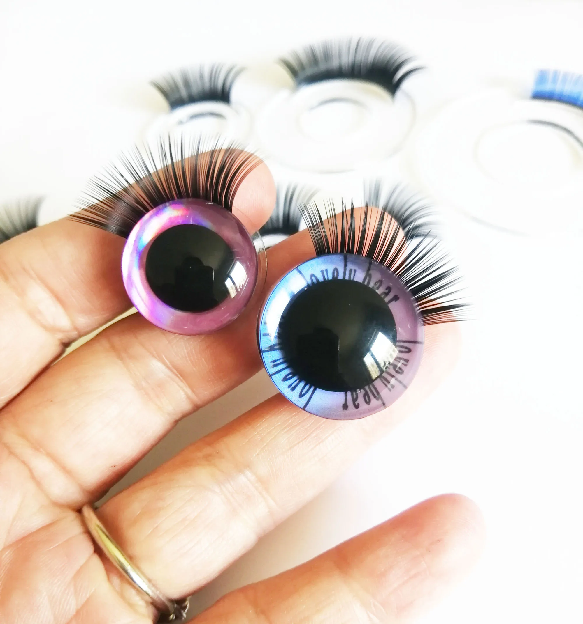 7 Paare/Karton Mix Farbe 12mm-37mm Schüler Augen Wimpernbecher 7 Farben Wimperntablett für passende Spielzeugaugen Dekoration – Detail 10