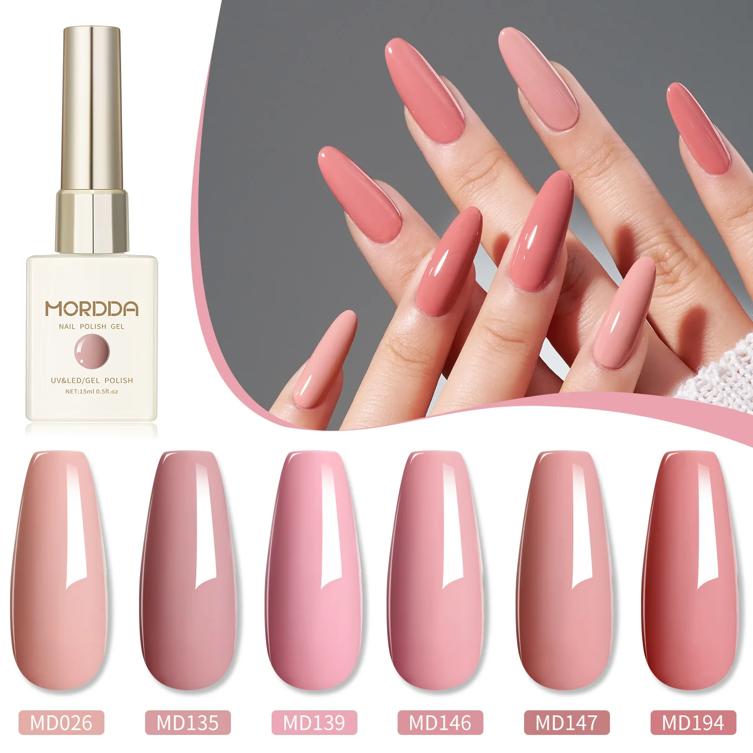 

6Colors 15ml Pink Gel Nail Polish UV&LED Gel Polish Soak Off Nude Colors Top Coat Gel Varnishes Nail Art Design for Manicure