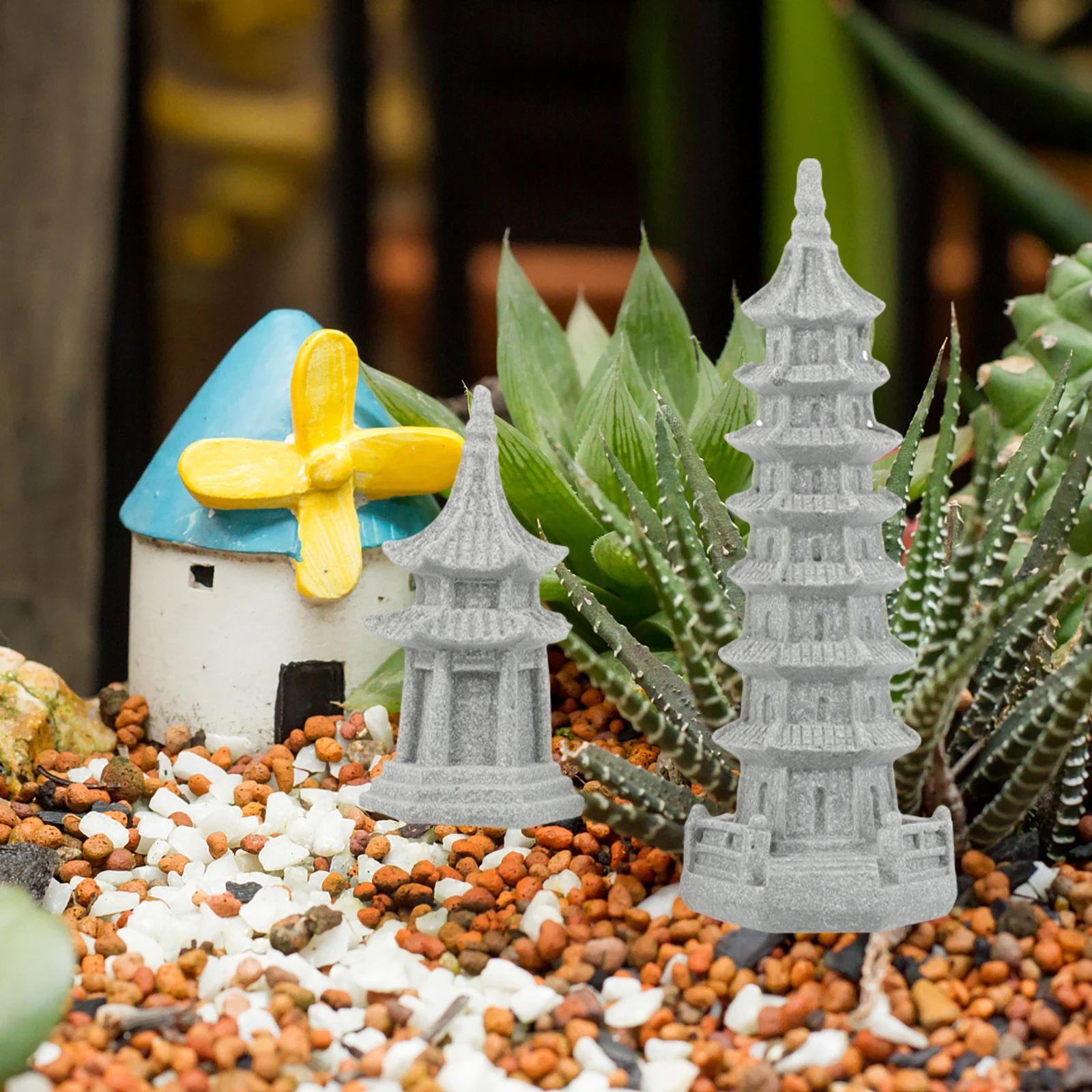 

2 Pcs Pagoda Statue Wenchang Tower L Decor Home naments Garden Home Desktop naments Accessories Bonsai S stone