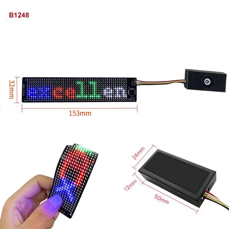 Imagem -03 - Diy 12*48 Módulo Led Painel Flexível Pixel bt App Programável Decora Capacete Inserção Pano Chapéu Luminoso Display Led Tela Matriz